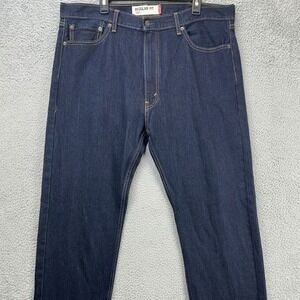Levis 505 Jeans Mens 40X32 Blue Dark Wash Regular Fit Straight Denim Pants NEW